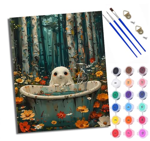 XXHXIE Malen Nach Zahlen Erwachsene-DIY Handgemalt Ölgemälde KitSüßer Kätzchen-Schneemann für Anfänger Mit 3-Pinseln und Acrylfarbe Handgemalt öLgemäLde Kit Als Geschenk 40x50cm (Rahmenlos) von XXHXIE