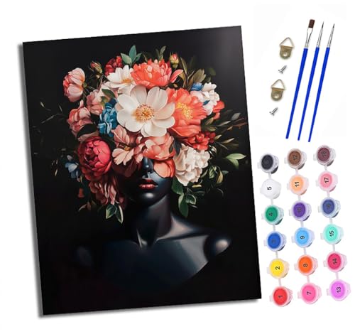 XXHXIE Malen nach Zahlen DIY Handgemalt Ölgemälde Set für Anfänger und Jugendliche Afrikanische Mädchen Blumen Pinsel und Acrylfarbe 40x50 cm ideal als Geschenk oder zur Heimdekoration XXHXIE Malen nach Zahlen DIY Handgemalt Ölgemälde Set für Anfänger und Jugendliche Afrikanische Mädchen Blumen Pinsel und Acrylfarbe 40x50 cm ideal als Geschenk oder zur Heimdekoration von XXHXIE