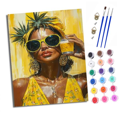 XXHXIE Malen nach Zahlen DIY Handgemalt Ölgemälde Set für Anfänger und Jugendliche Ananas, afrikanisches Mädchen Pinsel und Acrylfarbe 40x50 cm Mit Rahmen ideal als Geschenk oder zur Heimdekoration XXHXIE Malen nach Zahlen DIY Handgemalt Ölgemälde Set für Anfänger und Jugendliche Ananas, afrikanisches Mädchen Pinsel und Acrylfarbe 40x50 cm Mit Rahmen ideal als Geschenk oder zur Heimdekoration von XXHXIE