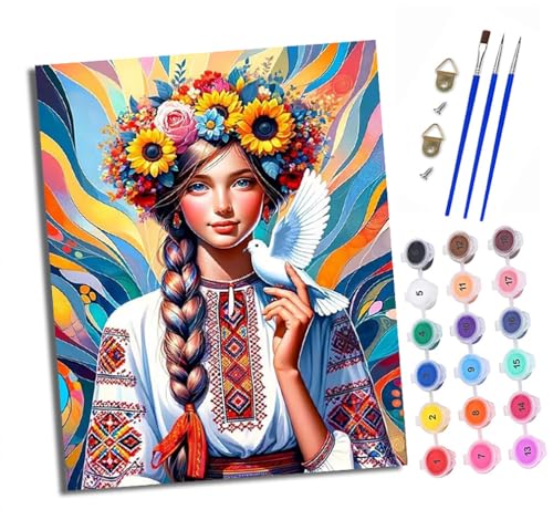 XXHXIE Malen nach Zahlen DIY Handgemalt Ölgemälde Set für Anfänger und Jugendliche Blumen tragen und weiße Tauben umarmen Pinsel und Acrylfarbe Mit Rahmen ideal als Geschenk oder zur Heimdekoration XXHXIE Malen nach Zahlen DIY Handgemalt Ölgemälde Set für Anfänger und Jugendliche Blumen tragen und weiße Tauben umarmen Pinsel und Acrylfarbe Mit Rahmen ideal als Geschenk oder zur Heimdekoration von XXHXIE