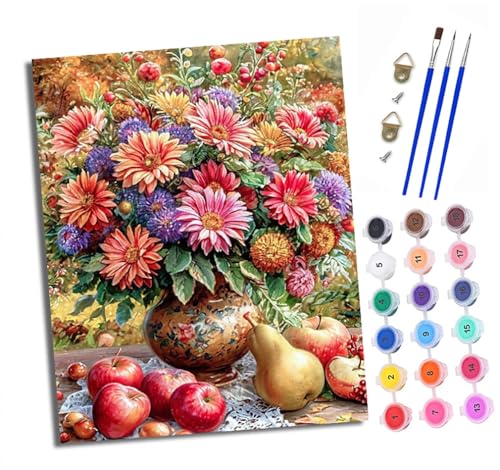 XXHXIE Malen nach Zahlen DIY Handgemalt Ölgemälde Set für Anfänger und Jugendliche Blumen und Früchte Pinsel und Acrylfarbe 40x50 cm Mit Rahmen ideal als Geschenk oder zur Heimdekoration XXHXIE Malen nach Zahlen DIY Handgemalt Ölgemälde Set für Anfänger und Jugendliche Blumen und Früchte Pinsel und Acrylfarbe 40x50 cm Mit Rahmen ideal als Geschenk oder zur Heimdekoration von XXHXIE