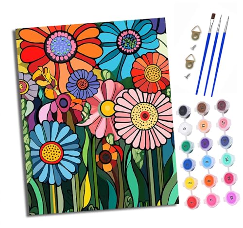 XXHXIE Malen nach Zahlen DIY Handgemalt Ölgemälde Set für Anfänger und Jugendliche Bunte Blumen Pinsel und Acrylfarbe 40x50 cm Mit Rahmen ideal als Geschenk oder zur Heimdekoration XXHXIE Malen nach Zahlen DIY Handgemalt Ölgemälde Set für Anfänger und Jugendliche Bunte Blumen Pinsel und Acrylfarbe 40x50 cm Mit Rahmen ideal als Geschenk oder zur Heimdekoration von XXHXIE