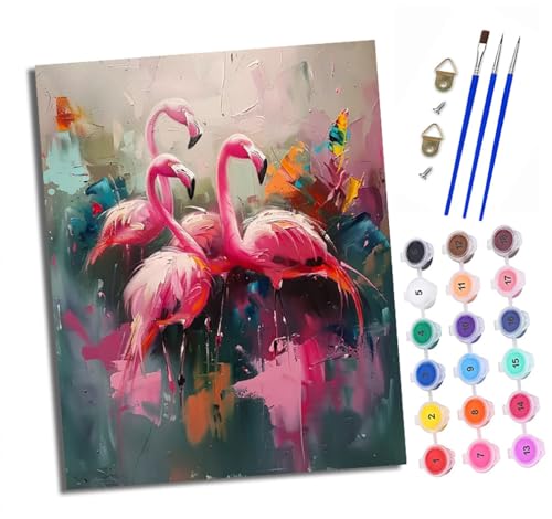 XXHXIE Malen nach Zahlen DIY Handgemalt Ölgemälde Set für Anfänger und Jugendliche Buntes Flamingopaar Pinsel und Acrylfarbe 40x50 cm ideal als Geschenk oder zur Heimdekoration XXHXIE Malen nach Zahlen DIY Handgemalt Ölgemälde Set für Anfänger und Jugendliche Buntes Flamingopaar Pinsel und Acrylfarbe 40x50 cm ideal als Geschenk oder zur Heimdekoration von XXHXIE