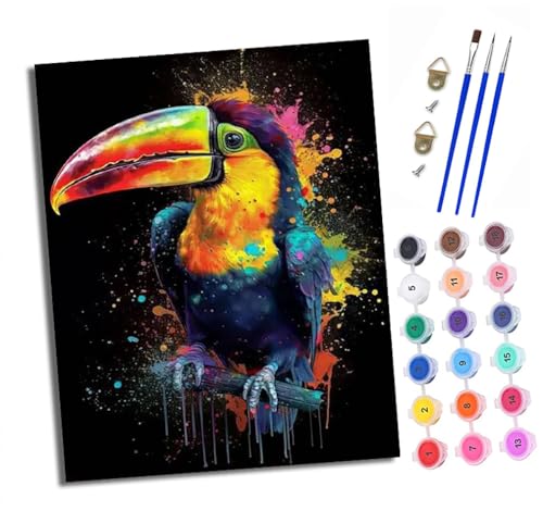 XXHXIE Malen nach Zahlen DIY Handgemalt Ölgemälde Set für Anfänger und Jugendliche Farbspritzer Langschnabelvogel Pinsel und Acrylfarbe 40x50 cm ideal als Geschenk oder zur Heimdekoration XXHXIE Malen nach Zahlen DIY Handgemalt Ölgemälde Set für Anfänger und Jugendliche Farbspritzer Langschnabelvogel Pinsel und Acrylfarbe 40x50 cm ideal als Geschenk oder zur Heimdekoration von XXHXIE