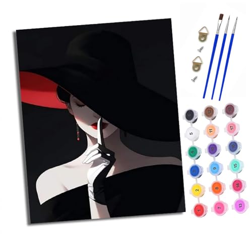 XXHXIE Malen nach Zahlen DIY Handgemalt Ölgemälde Set für Anfänger und Jugendliche Frau mit Hut vor dem Gesicht Pinsel und Acrylfarbe 40x50 cm Mit Rahmen ideal als Geschenk oder zur Heimdekoration XXHXIE Malen nach Zahlen DIY Handgemalt Ölgemälde Set für Anfänger und Jugendliche Frau mit Hut vor dem Gesicht Pinsel und Acrylfarbe 40x50 cm Mit Rahmen ideal als Geschenk oder zur Heimdekoration von XXHXIE