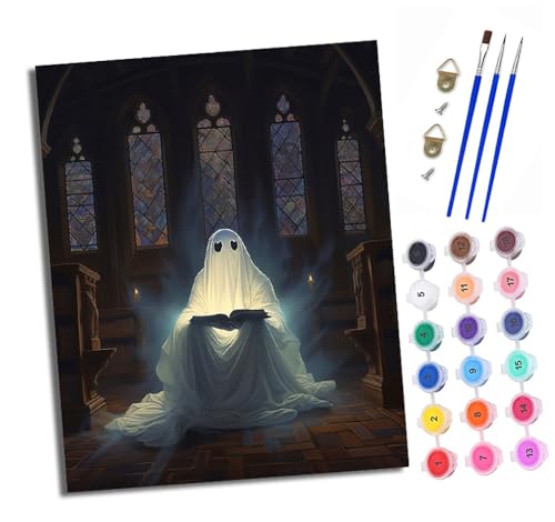 XXHXIE Malen nach Zahlen DIY Handgemalt Ölgemälde Set für Anfänger und Jugendliche Geist liest ein Buch Pinsel und Acrylfarbe 40x50 cm Mit Rahmen ideal als Geschenk oder zur Heimdekoration von XXHXIE