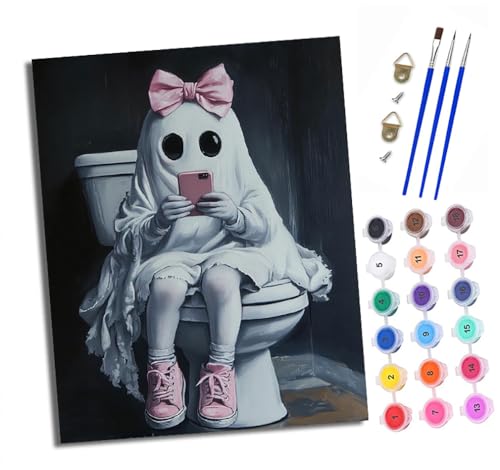 XXHXIE Malen nach Zahlen DIY Handgemalt Ölgemälde Set für Anfänger und Jugendliche Geist spielt mit Handy auf Toilette Pinsel und Acrylfarbe 40x50 cm ideal als Geschenk oder zur Heimdekoration XXHXIE Malen nach Zahlen DIY Handgemalt Ölgemälde Set für Anfänger und Jugendliche Geist spielt mit Handy auf Toilette Pinsel und Acrylfarbe 40x50 cm ideal als Geschenk oder zur Heimdekoration von XXHXIE