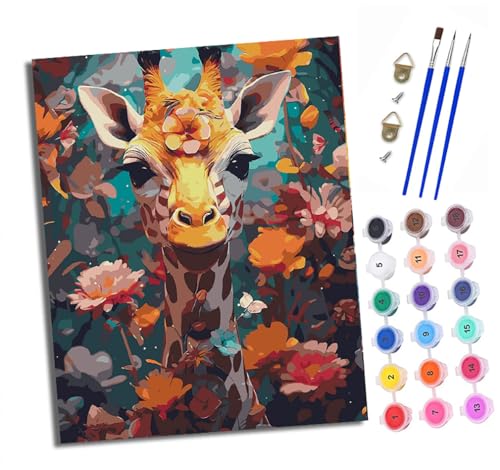 XXHXIE Malen nach Zahlen DIY Handgemalt Ölgemälde Set für Anfänger und Jugendliche Giraffe in bunten Blumen Pinsel und Acrylfarbe 40x50 cm Mit Rahmen ideal als Geschenk oder zur Heimdekoration XXHXIE Malen nach Zahlen DIY Handgemalt Ölgemälde Set für Anfänger und Jugendliche Giraffe in bunten Blumen Pinsel und Acrylfarbe 40x50 cm Mit Rahmen ideal als Geschenk oder zur Heimdekoration von XXHXIE
