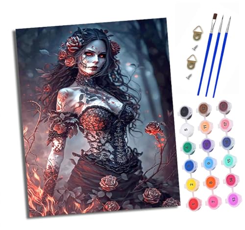 XXHXIE Malen nach Zahlen DIY Handgemalt Ölgemälde Set für Anfänger und Jugendliche Gothic-Horror-Schönheit Pinsel und Acrylfarbe 40x50 cm ideal als Geschenk oder zur Heimdekoration XXHXIE Malen nach Zahlen DIY Handgemalt Ölgemälde Set für Anfänger und Jugendliche Gothic-Horror-Schönheit Pinsel und Acrylfarbe 40x50 cm ideal als Geschenk oder zur Heimdekoration von XXHXIE