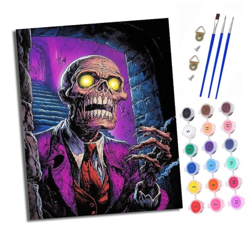 XXHXIE Malen nach Zahlen DIY Handgemalt Ölgemälde Set für Anfänger und Jugendliche Gruseliges lila Skelett Pinsel und Acrylfarbe 40x50 cm ideal als Geschenk oder zur Heimdekoration XXHXIE Malen nach Zahlen DIY Handgemalt Ölgemälde Set für Anfänger und Jugendliche Gruseliges lila Skelett Pinsel und Acrylfarbe 40x50 cm ideal als Geschenk oder zur Heimdekoration von XXHXIE
