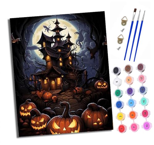 XXHXIE Malen nach Zahlen DIY Handgemalt Ölgemälde Set für Anfänger und Jugendliche Halloween-Kürbisschloss Pinsel und Acrylfarbe 40x50 cm ideal als Geschenk oder zur Heimdekoration XXHXIE Malen nach Zahlen DIY Handgemalt Ölgemälde Set für Anfänger und Jugendliche Halloween-Kürbisschloss Pinsel und Acrylfarbe 40x50 cm ideal als Geschenk oder zur Heimdekoration von XXHXIE