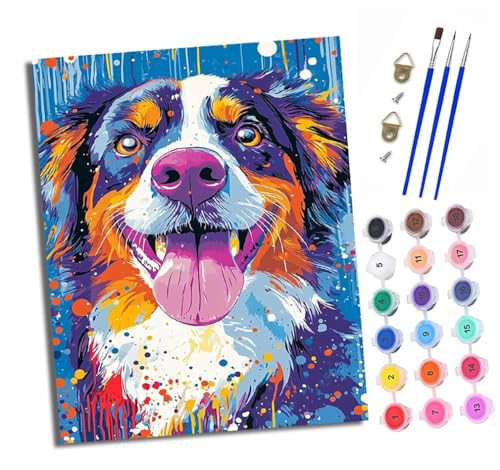 XXHXIE Malen nach Zahlen DIY Handgemalt Ölgemälde Set für Anfänger und Jugendliche Hund streckt Zunge raus Pinsel und Acrylfarbe 40x50 cm ideal als Geschenk oder zur Heimdekoration XXHXIE Malen nach Zahlen DIY Handgemalt Ölgemälde Set für Anfänger und Jugendliche Hund streckt Zunge raus Pinsel und Acrylfarbe 40x50 cm ideal als Geschenk oder zur Heimdekoration von XXHXIE