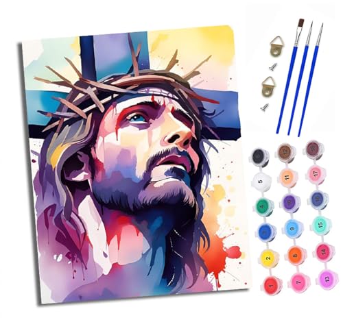 XXHXIE Malen nach Zahlen DIY Handgemalt Ölgemälde Set für Anfänger und Jugendliche Jesus des Christentums Pinsel und Acrylfarbe 40x50 cm ideal als Geschenk oder zur Heimdekoration XXHXIE Malen nach Zahlen DIY Handgemalt Ölgemälde Set für Anfänger und Jugendliche Jesus des Christentums Pinsel und Acrylfarbe 40x50 cm ideal als Geschenk oder zur Heimdekoration von XXHXIE