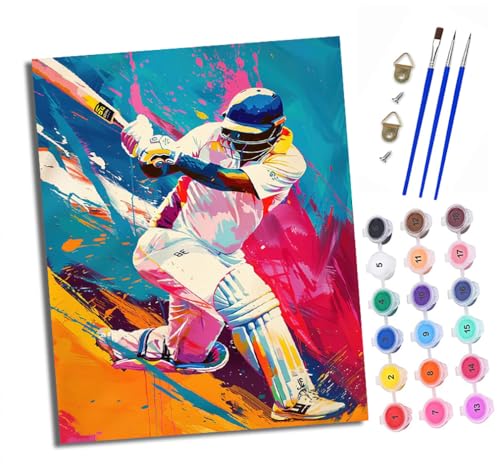 XXHXIE Malen nach Zahlen DIY Handgemalt Ölgemälde Set für Anfänger und Jugendliche Junge spielt Baseball Pinsel und Acrylfarbe 40x50 cm ideal als Geschenk oder zur Heimdekoration von XXHXIE