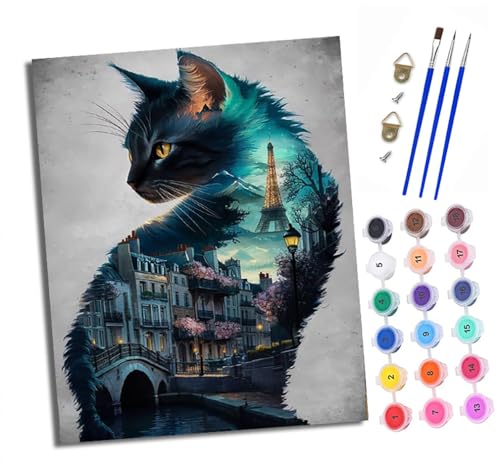 XXHXIE Malen nach Zahlen DIY Handgemalt Ölgemälde Set für Anfänger und Jugendliche Katzenförmige Landschaftsillustration Pinsel und Acrylfarbe 40x50 cm ideal als Geschenk oder zur Heimdekoration XXHXIE Malen nach Zahlen DIY Handgemalt Ölgemälde Set für Anfänger und Jugendliche Katzenförmige Landschaftsillustration Pinsel und Acrylfarbe 40x50 cm ideal als Geschenk oder zur Heimdekoration von XXHXIE