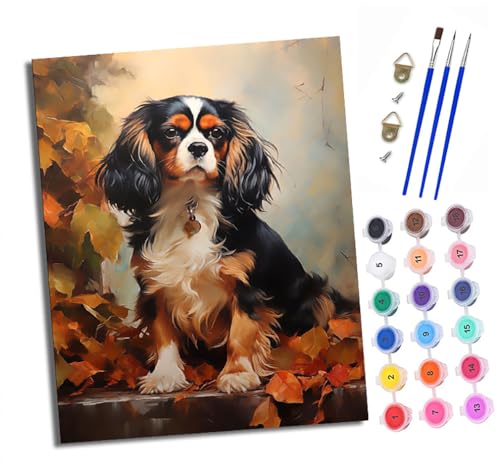 XXHXIE Malen nach Zahlen DIY Handgemalt Ölgemälde Set für Anfänger und Jugendliche King Charles Spaniel Pinsel und Acrylfarbe 40x50 cm ideal als Geschenk oder zur Heimdekoration XXHXIE Malen nach Zahlen DIY Handgemalt Ölgemälde Set für Anfänger und Jugendliche King Charles Spaniel Pinsel und Acrylfarbe 40x50 cm ideal als Geschenk oder zur Heimdekoration von XXHXIE