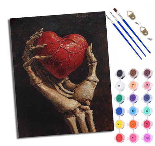 XXHXIE Malen nach Zahlen DIY Handgemalt Ölgemälde Set für Anfänger und Jugendliche Kleines Gespenst mit einem roten Ballon Pinsel und Acrylfarbe 40x50 cm ideal als Geschenk oder zur Heimdekoration von XXHXIE