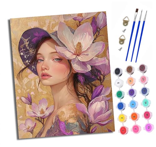 XXHXIE Malen nach Zahlen DIY Handgemalt Ölgemälde Set für Anfänger und Jugendliche Lila Blumenmädchen Pinsel und Acrylfarbe 40x50 cm ideal als Geschenk oder zur Heimdekoration XXHXIE Malen nach Zahlen DIY Handgemalt Ölgemälde Set für Anfänger und Jugendliche Lila Blumenmädchen Pinsel und Acrylfarbe 40x50 cm ideal als Geschenk oder zur Heimdekoration von XXHXIE