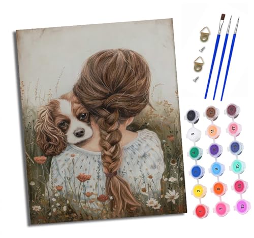 XXHXIE Malen nach Zahlen DIY Handgemalt Ölgemälde Set für Anfänger und Jugendliche Mädchen hält Welpen in Blumen Pinsel und Acrylfarbe 40x50 cm ideal als Geschenk oder zur Heimdekoration XXHXIE Malen nach Zahlen DIY Handgemalt Ölgemälde Set für Anfänger und Jugendliche Mädchen hält Welpen in Blumen Pinsel und Acrylfarbe 40x50 cm ideal als Geschenk oder zur Heimdekoration von XXHXIE