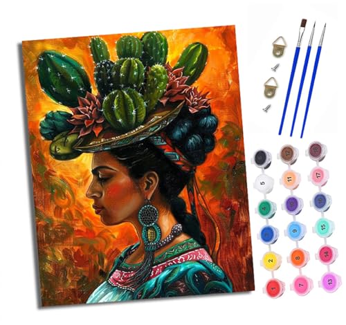 XXHXIE Malen nach Zahlen DIY Handgemalt Ölgemälde Set für Anfänger und Jugendliche Mädchen im Frida-Stil Pinsel und Acrylfarbe 40x50 cm ideal als Geschenk oder zur Heimdekoration XXHXIE Malen nach Zahlen DIY Handgemalt Ölgemälde Set für Anfänger und Jugendliche Mädchen im Frida-Stil Pinsel und Acrylfarbe 40x50 cm ideal als Geschenk oder zur Heimdekoration von XXHXIE