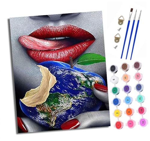 XXHXIE Malen nach Zahlen DIY Handgemalt Ölgemälde Set für Anfänger und Jugendliche Mädchen mit roten Lippen Pinsel und Acrylfarbe 40x50 cm Mit Rahmen ideal als Geschenk oder zur Heimdekoration XXHXIE Malen nach Zahlen DIY Handgemalt Ölgemälde Set für Anfänger und Jugendliche Mädchen mit roten Lippen Pinsel und Acrylfarbe 40x50 cm Mit Rahmen ideal als Geschenk oder zur Heimdekoration von XXHXIE