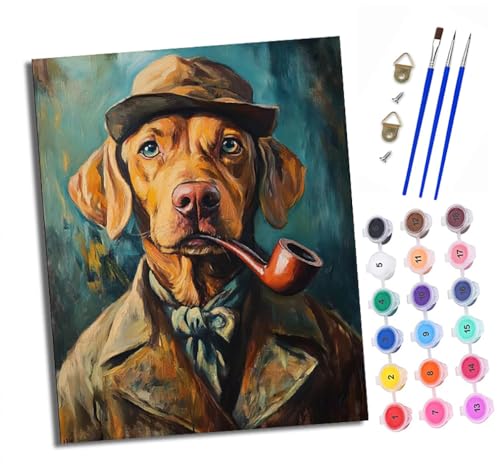 XXHXIE Malen nach Zahlen DIY Handgemalt Ölgemälde Set für Anfänger und Jugendliche Pfeife ruhiger Welpe Pinsel und Acrylfarbe 40x50 cm ideal als Geschenk oder zur Heimdekoration XXHXIE Malen nach Zahlen DIY Handgemalt Ölgemälde Set für Anfänger und Jugendliche Pfeife ruhiger Welpe Pinsel und Acrylfarbe 40x50 cm ideal als Geschenk oder zur Heimdekoration von XXHXIE