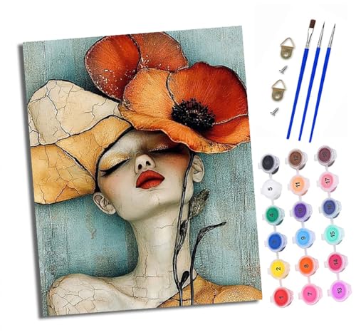 XXHXIE Malen nach Zahlen DIY Handgemalt Ölgemälde Set für Anfänger und Jugendliche Porträt eines Mannes mit Blumenhut Pinsel und Acrylfarbe 40x50 cm ideal als Geschenk oder zur Heimdekoration XXHXIE Malen nach Zahlen DIY Handgemalt Ölgemälde Set für Anfänger und Jugendliche Porträt eines Mannes mit Blumenhut Pinsel und Acrylfarbe 40x50 cm ideal als Geschenk oder zur Heimdekoration von XXHXIE
