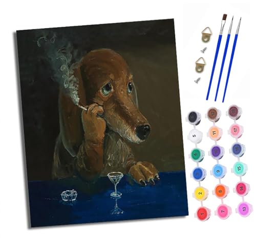 XXHXIE Malen nach Zahlen DIY Handgemalt Ölgemälde Set für Anfänger und Jugendliche Rauchender Welpe Pinsel und Acrylfarbe 40x50 cm Mit Rahmen ideal als Geschenk oder zur Heimdekoration XXHXIE Malen nach Zahlen DIY Handgemalt Ölgemälde Set für Anfänger und Jugendliche Rauchender Welpe Pinsel und Acrylfarbe 40x50 cm Mit Rahmen ideal als Geschenk oder zur Heimdekoration von XXHXIE