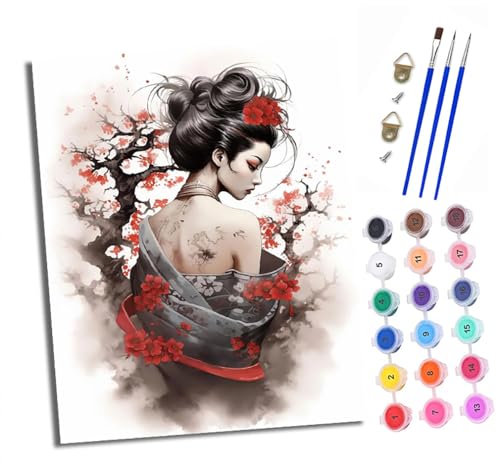 XXHXIE Malen nach Zahlen DIY Handgemalt Ölgemälde Set für Anfänger und Jugendliche Rückansicht des Kimono-Mädchens Pinsel und Acrylfarbe 40x50 cm ideal als Geschenk oder zur Heimdekoration XXHXIE Malen nach Zahlen DIY Handgemalt Ölgemälde Set für Anfänger und Jugendliche Rückansicht des Kimono-Mädchens Pinsel und Acrylfarbe 40x50 cm ideal als Geschenk oder zur Heimdekoration von XXHXIE