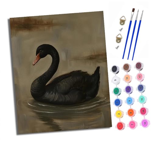 XXHXIE Malen nach Zahlen DIY Handgemalt Ölgemälde Set für Anfänger und Jugendliche Schwarzer Schwan im Fluss Pinsel und Acrylfarbe 40x50 cm Mit Rahmen ideal als Geschenk oder zur Heimdekoration XXHXIE Malen nach Zahlen DIY Handgemalt Ölgemälde Set für Anfänger und Jugendliche Schwarzer Schwan im Fluss Pinsel und Acrylfarbe 40x50 cm Mit Rahmen ideal als Geschenk oder zur Heimdekoration von XXHXIE