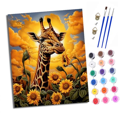 XXHXIE Malen nach Zahlen DIY Handgemalt Ölgemälde Set für Anfänger und Jugendliche Sonnenblumen und Giraffen Pinsel und Acrylfarbe 40x50 cm ideal als Geschenk oder zur Heimdekoration XXHXIE Malen nach Zahlen DIY Handgemalt Ölgemälde Set für Anfänger und Jugendliche Sonnenblumen und Giraffen Pinsel und Acrylfarbe 40x50 cm ideal als Geschenk oder zur Heimdekoration von XXHXIE
