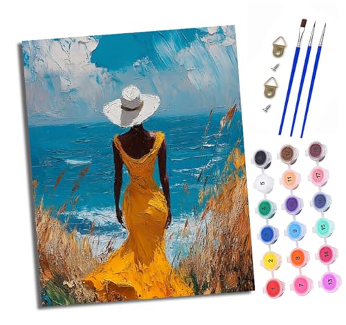 XXHXIE Malen nach Zahlen DIY Handgemalt Ölgemälde Set für Anfänger und Jugendliche Strandmädchen zurück Pinsel und Acrylfarbe 40x50 cm ideal als Geschenk oder zur Heimdekoration XXHXIE Malen nach Zahlen DIY Handgemalt Ölgemälde Set für Anfänger und Jugendliche Strandmädchen zurück Pinsel und Acrylfarbe 40x50 cm ideal als Geschenk oder zur Heimdekoration von XXHXIE