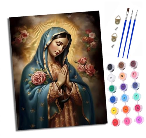 XXHXIE Malen nach Zahlen DIY Handgemalt Ölgemälde Set für Anfänger und Jugendliche Unsere Liebe Frau von Maria Pinsel und Acrylfarbe 40x50 cm ideal als Geschenk oder zur Heimdekoration XXHXIE Malen nach Zahlen DIY Handgemalt Ölgemälde Set für Anfänger und Jugendliche Unsere Liebe Frau von Maria Pinsel und Acrylfarbe 40x50 cm ideal als Geschenk oder zur Heimdekoration von XXHXIE