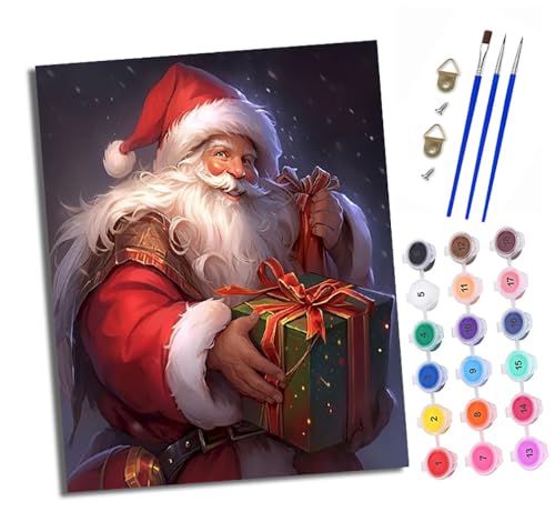 XXHXIE Malen nach Zahlen DIY Handgemalt Ölgemälde Set für Anfänger und Jugendliche Weihnachtsmann mit Geschenken Pinsel und Acrylfarbe 40x50 cm Mit Rahmen ideal als Geschenk oder zur Heimdekoration XXHXIE Malen nach Zahlen DIY Handgemalt Ölgemälde Set für Anfänger und Jugendliche Weihnachtsmann mit Geschenken Pinsel und Acrylfarbe 40x50 cm Mit Rahmen ideal als Geschenk oder zur Heimdekoration von XXHXIE