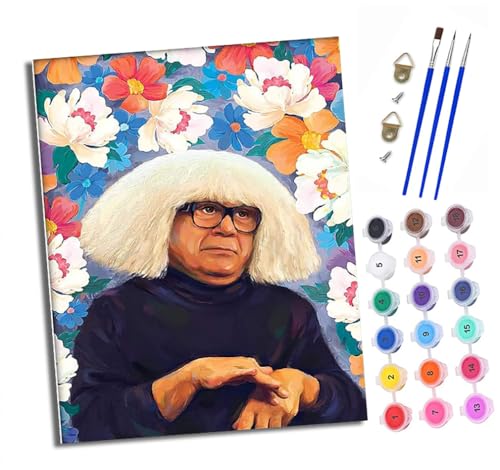 XXHXIE Malen nach Zahlen DIY Handgemalt Ölgemälde Set für Anfänger und Jugendliche Weißhaariger Mann mit Blumenhintergrund Pinsel und Acrylfarbe 40x50 cm ideal als Geschenk oder zur Heimdekoration von XXHXIE