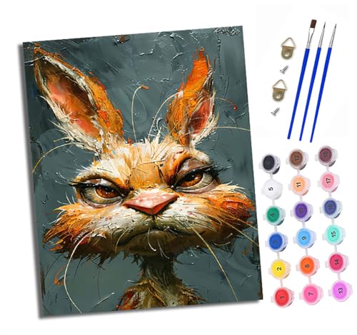 XXHXIE Malen nach Zahlen DIY Handgemalt Ölgemälde Set für Anfänger und Jugendliche Wütendes Häschen Pinsel und Acrylfarbe 40x50 cm Mit Rahmen ideal als Geschenk oder zur Heimdekoration XXHXIE Malen nach Zahlen DIY Handgemalt Ölgemälde Set für Anfänger und Jugendliche Wütendes Häschen Pinsel und Acrylfarbe 40x50 cm Mit Rahmen ideal als Geschenk oder zur Heimdekoration von XXHXIE