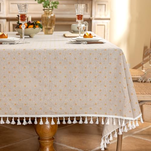 XXIUDEE Abwaschbare Polyester-Tischdecke mit Quaste, rechteckig, staubdicht, für Küche, Esstisch, Party, Geburtstag, Kaffee, Garten, Tischdecke, Heimdekoration (300 x 152 cm, Stil 3) von XXIUDEE