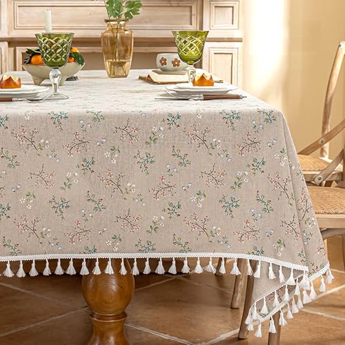 XXIUDEE Abwaschbare Polyester-Tischdecke mit Quaste, rechteckig, staubdicht, für Küche, Esstisch, Party, Geburtstag, Kaffee, Garten, Tischplatte, Heimdekoration (180 x 152 cm, Stil 1) von XXIUDEE