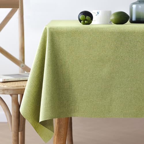 XXIUDEE Maschinenwaschbare Baumwoll-Leinen-Tischdecke, lichtechte Tischdecke für Küche, Esstisch, Party, Geburtstag, Picknick, Zuhause, Garten, Outdoor, einfarbig, 160 x 110 cm, Grün von XXIUDEE