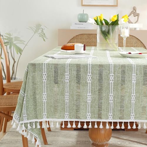 XXIUDEE Rechteckige Tischdecke, waschbar, Baumwoll-Leinen-Stoff, Tischdekoration für Hochzeit, Bankett, Party, Geburtstag, Picknick, Garten, Zuhause, Esstisch, 180 x 140 cm, Grün XXIUDEE Rechteckige Tischdecke, waschbar, Baumwoll-Leinen-Stoff, Tischdekoration für Hochzeit, Bankett, Party, Geburtstag, Picknick, Garten, Zuhause, Esstisch, 180 x 140 cm, Grün von XXIUDEE