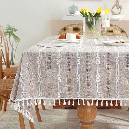 XXIUDEE Rechteckige Tischdecke, waschbare Baumwoll-Leinen-Stoff-Tischdecke, Tischdekoration für Hochzeit, Bankett, Party, Geburtstag, Picknick, Garten, Zuhause, Esstischabdeckung (160 x 100 cm, Khaki) XXIUDEE Rechteckige Tischdecke, waschbare Baumwoll-Leinen-Stoff-Tischdecke, Tischdekoration für Hochzeit, Bankett, Party, Geburtstag, Picknick, Garten, Zuhause, Esstischabdeckung (160 x 100 cm, Khaki) von XXIUDEE