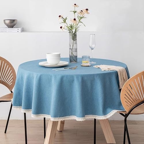 XXIUDEE Runde Tischdecke, waschbare Leinenstoff-Tischdecke für drinnen und draußen, Garten, Terrasse, Picknick, Küche, Geburtstagsparty, festliche Tischdekoration, einfarbig, Durchmesser 280 cm, Blau XXIUDEE Runde Tischdecke, waschbare Leinenstoff-Tischdecke für drinnen und draußen, Garten, Terrasse, Picknick, Küche, Geburtstagsparty, festliche Tischdekoration, einfarbig, Durchmesser 280 cm, Blau von XXIUDEE