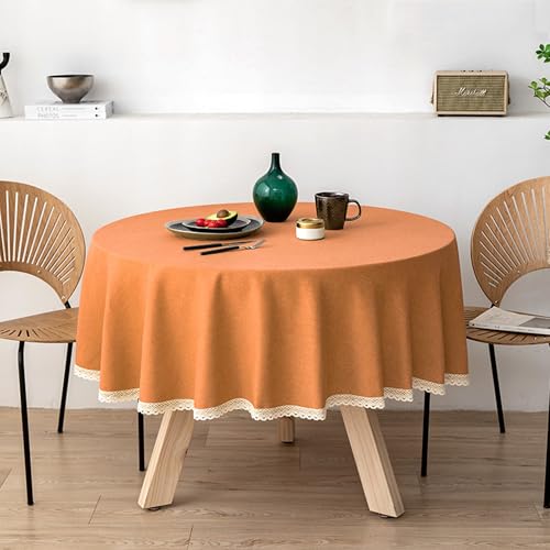XXIUDEE Runde Tischdecke, waschbare Leinenstoff-Tischdecke für drinnen und draußen, Garten, Terrasse, Picknick, Küche, Geburtstagsparty, festliche Tischdekoration, einfarbig (Durchmesser 200 cm von XXIUDEE