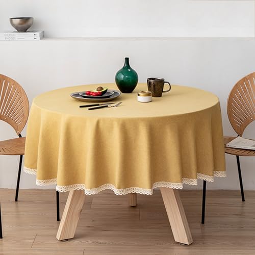 XXIUDEE Runde Tischdecke, waschbare Leinenstoff-Tischdecke für drinnen und draußen, Garten, Terrasse, Picknick, Küche, Geburtstagsparty, festliche Tischdekoration, einfarbig (Durchmesser 280 cm, Gelb) XXIUDEE Runde Tischdecke, waschbare Leinenstoff-Tischdecke für drinnen und draußen, Garten, Terrasse, Picknick, Küche, Geburtstagsparty, festliche Tischdekoration, einfarbig (Durchmesser 280 cm, Gelb) von XXIUDEE