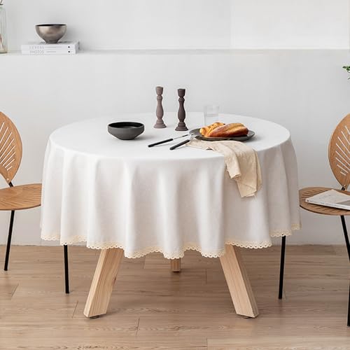 XXIUDEE Runde Tischdecke, waschbare Leinenstoff-Tischdecke für drinnen und draußen, Garten, Terrasse, Picknick, Küche, Geburtstagsparty, festliche Tischdekoration, einfarbig (Durchmesser 280 cm, Beige XXIUDEE Runde Tischdecke, waschbare Leinenstoff-Tischdecke für drinnen und draußen, Garten, Terrasse, Picknick, Küche, Geburtstagsparty, festliche Tischdekoration, einfarbig (Durchmesser 280 cm, Beige von XXIUDEE