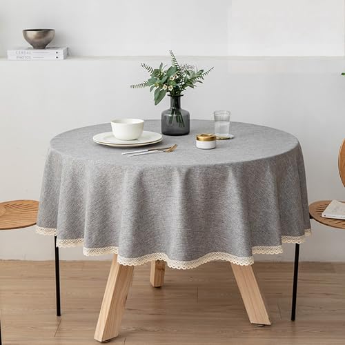 XXIUDEE Runde Tischdecke, waschbare Leinenstoff-Tischdecke für drinnen und draußen, Garten, Terrasse, Picknick, Küche, Geburtstagsparty, festliche Tischdekoration, einfarbig (Durchmesser 280 cm, Grau) XXIUDEE Runde Tischdecke, waschbare Leinenstoff-Tischdecke für drinnen und draußen, Garten, Terrasse, Picknick, Küche, Geburtstagsparty, festliche Tischdekoration, einfarbig (Durchmesser 280 cm, Grau) von XXIUDEE