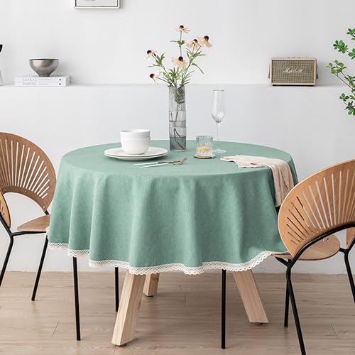 XXIUDEE Runde Tischdecke, waschbare Leinenstoff-Tischdecke für drinnen und draußen, Garten, Terrasse, Picknick, Küche, Geburtstagsparty, festliche Tischdekoration, einfarbig (Durchmesser 280 cm, Grün) XXIUDEE Runde Tischdecke, waschbare Leinenstoff-Tischdecke für drinnen und draußen, Garten, Terrasse, Picknick, Küche, Geburtstagsparty, festliche Tischdekoration, einfarbig (Durchmesser 280 cm, Grün) von XXIUDEE