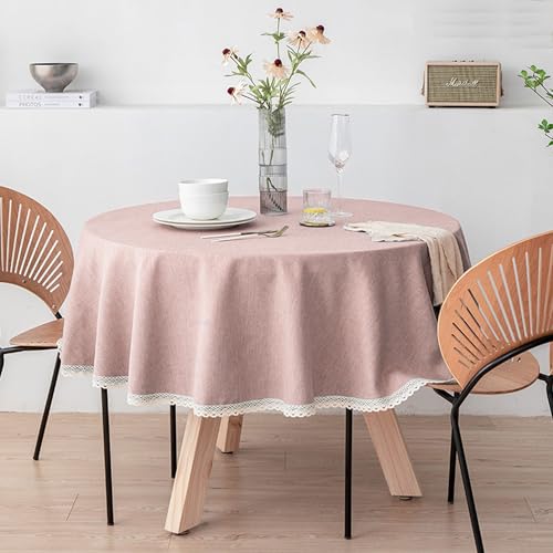 XXIUDEE Runde Tischdecke, waschbare Leinenstoff-Tischdecke für drinnen und draußen, Garten, Terrasse, Picknick, Küche, Geburtstagsparty, festliche Tischdekoration, einfarbig (Durchmesser 280 cm, Rosa) XXIUDEE Runde Tischdecke, waschbare Leinenstoff-Tischdecke für drinnen und draußen, Garten, Terrasse, Picknick, Küche, Geburtstagsparty, festliche Tischdekoration, einfarbig (Durchmesser 280 cm, Rosa) von XXIUDEE