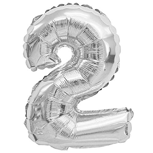 Folien-Ballons Heliumballons Buchstaben & Zahlen & Zeichen - 80CM GROßE Party-Dekoration XL für Geburtsag Hochzeit Feier - "2" in Silber von XXL LUFTBALLONS