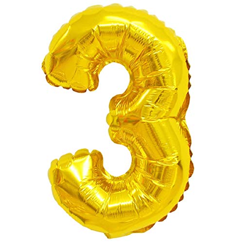 Folienballons Folienballons Buchstaben Zahlen Gold 80cm Partydeko XXL Luftballons, Plastik, 3 - Gold, Gold von XXL LUFTBALLONS